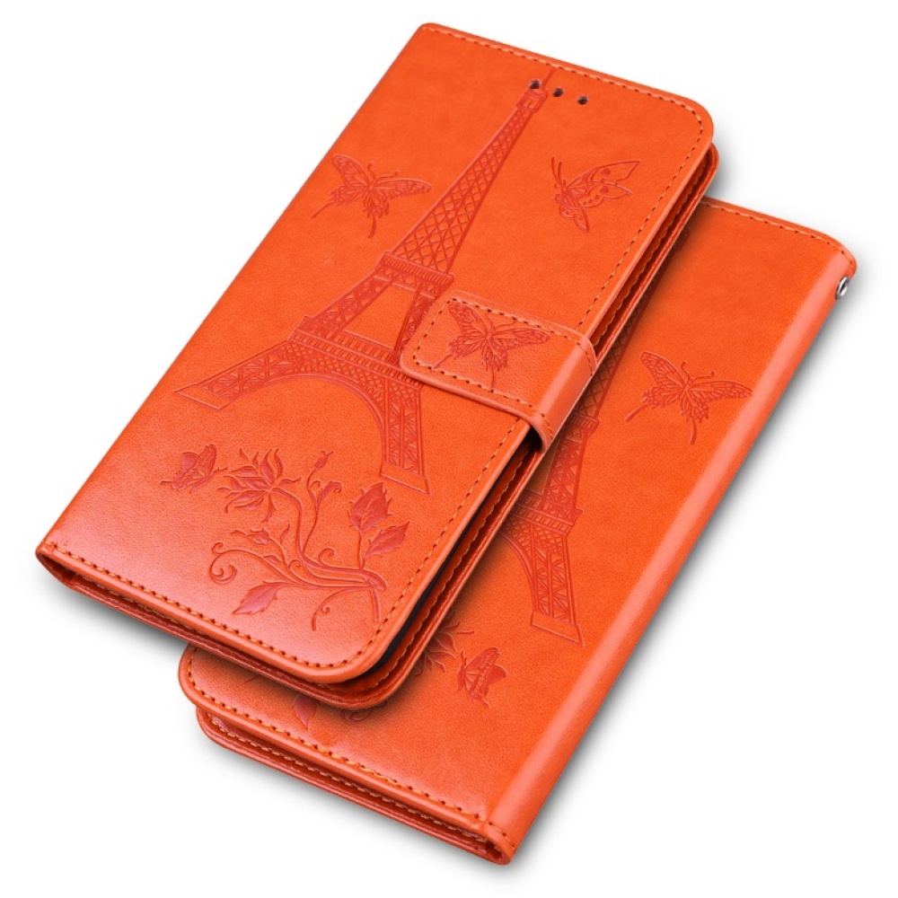 For iPhone12 mini Phone Case 5.4 Inches Card Slot Bracket Mobile Cover Orange - Image 3