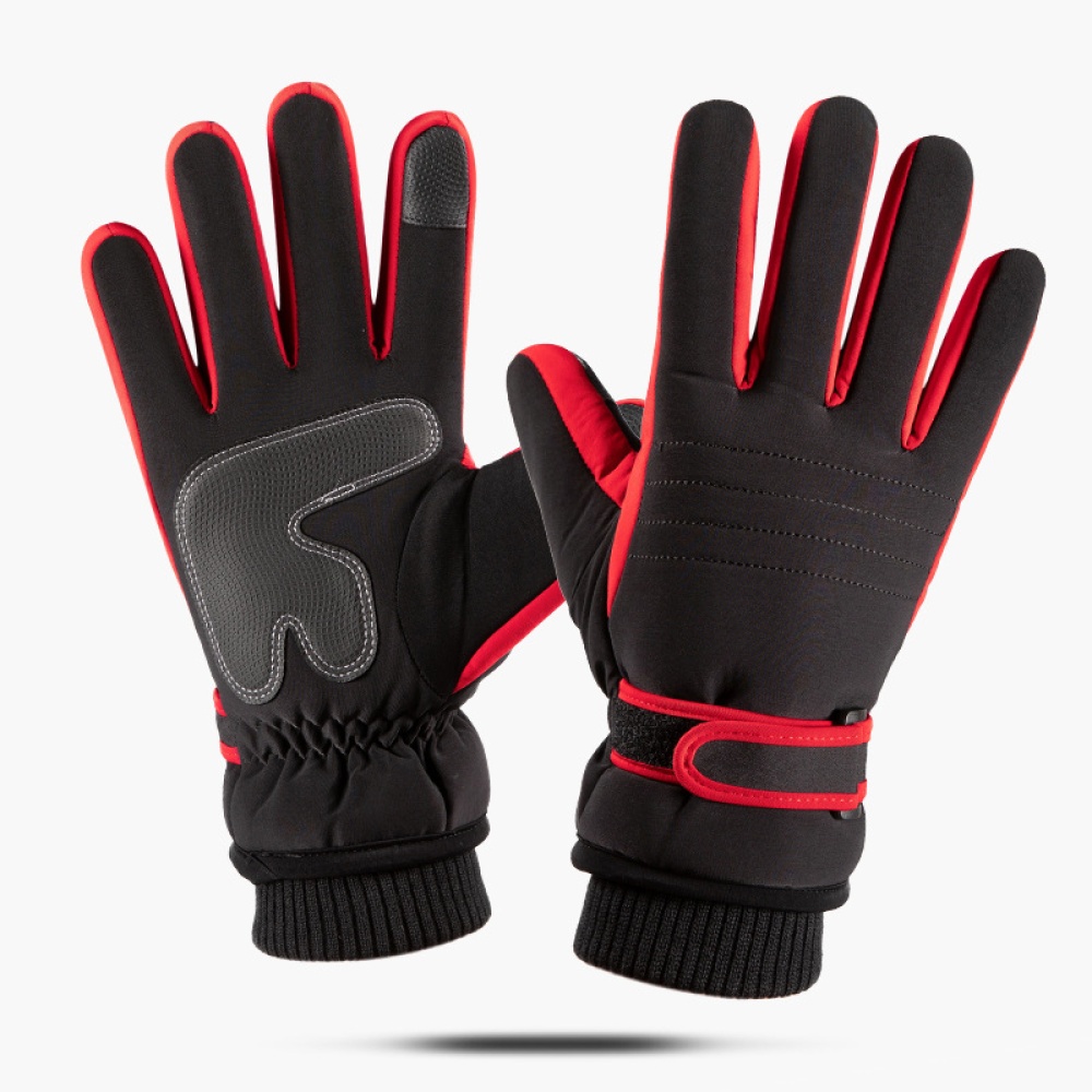 Touch Screen Outdoor Sports Ski Riding Bike Gloves Winter Waterproof Cycling Full Finger Warm Pigskin black_One size - Image 2