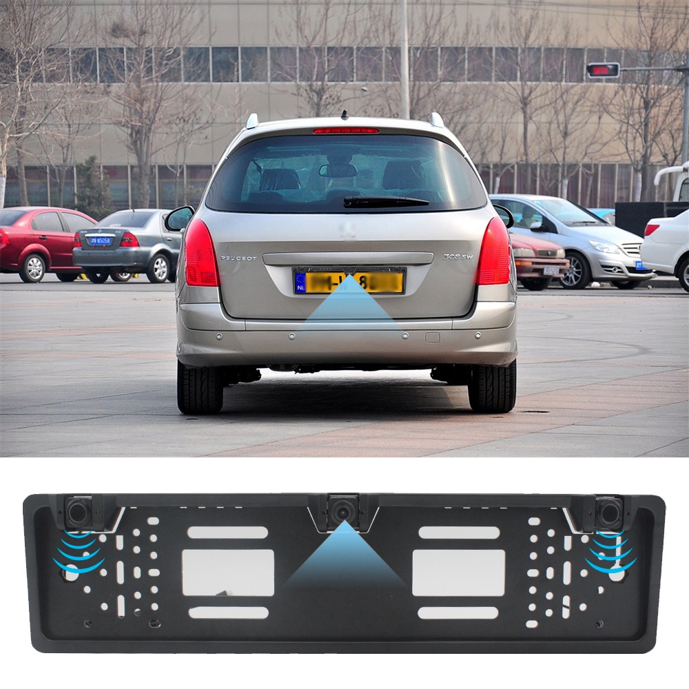 Eu Europe Car License Plate Frame Rear View Camera Parking Sensor Kit black - Image 3