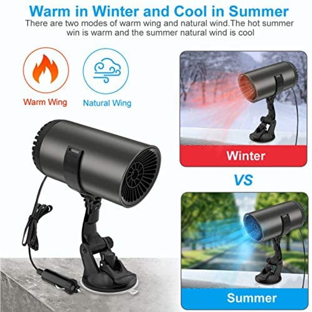 Portable Car Windshield Heater Defroster Defogger and Cooler Fan 12V dark grey_12V with bracket - Image 3