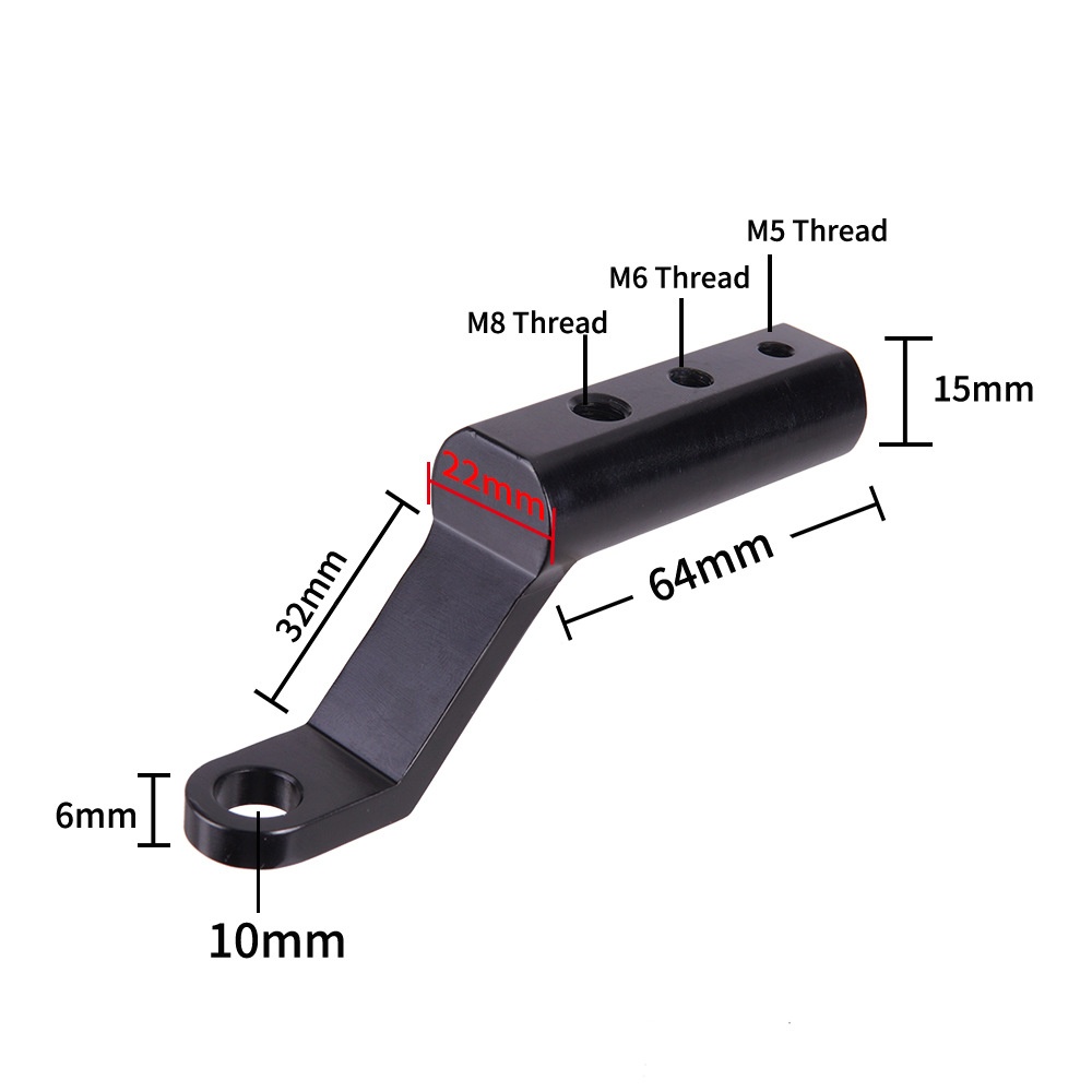 ZTTO Ebike Motorcycle Rearview Mirror Mount Multiple Function Extender Bracket Holder Clamp Bar Phone Levers Accessories black - Image 3