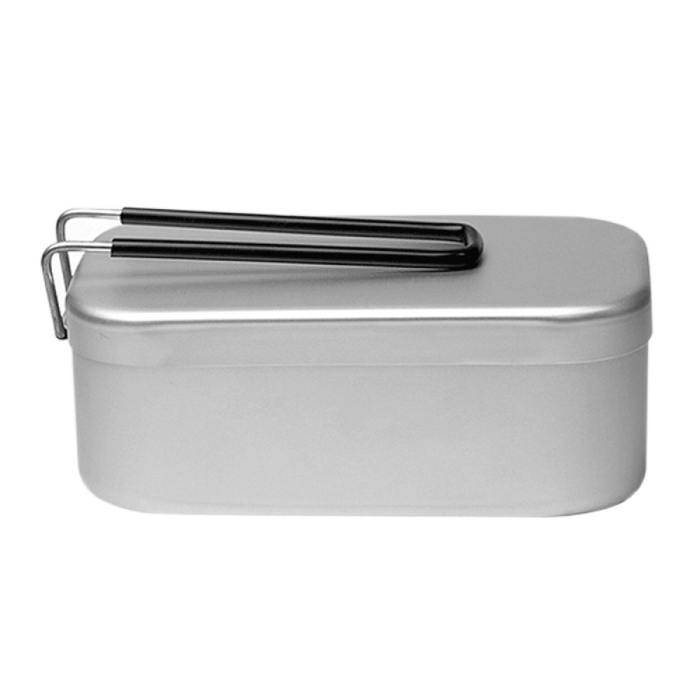 Square Aluminum Lunch Box With Handle Travel Portable Lightweight Case Kitchen Supplies Silver - Image 2