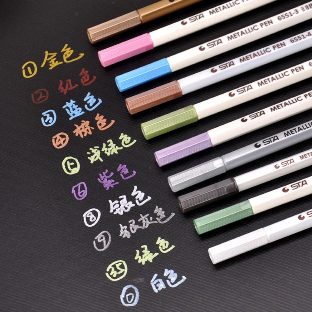 10Pcs 6551BR Metal Markers Paint Pens for Painting Mark DIY Marker Pen Art Stationery 10pcs - Image 3