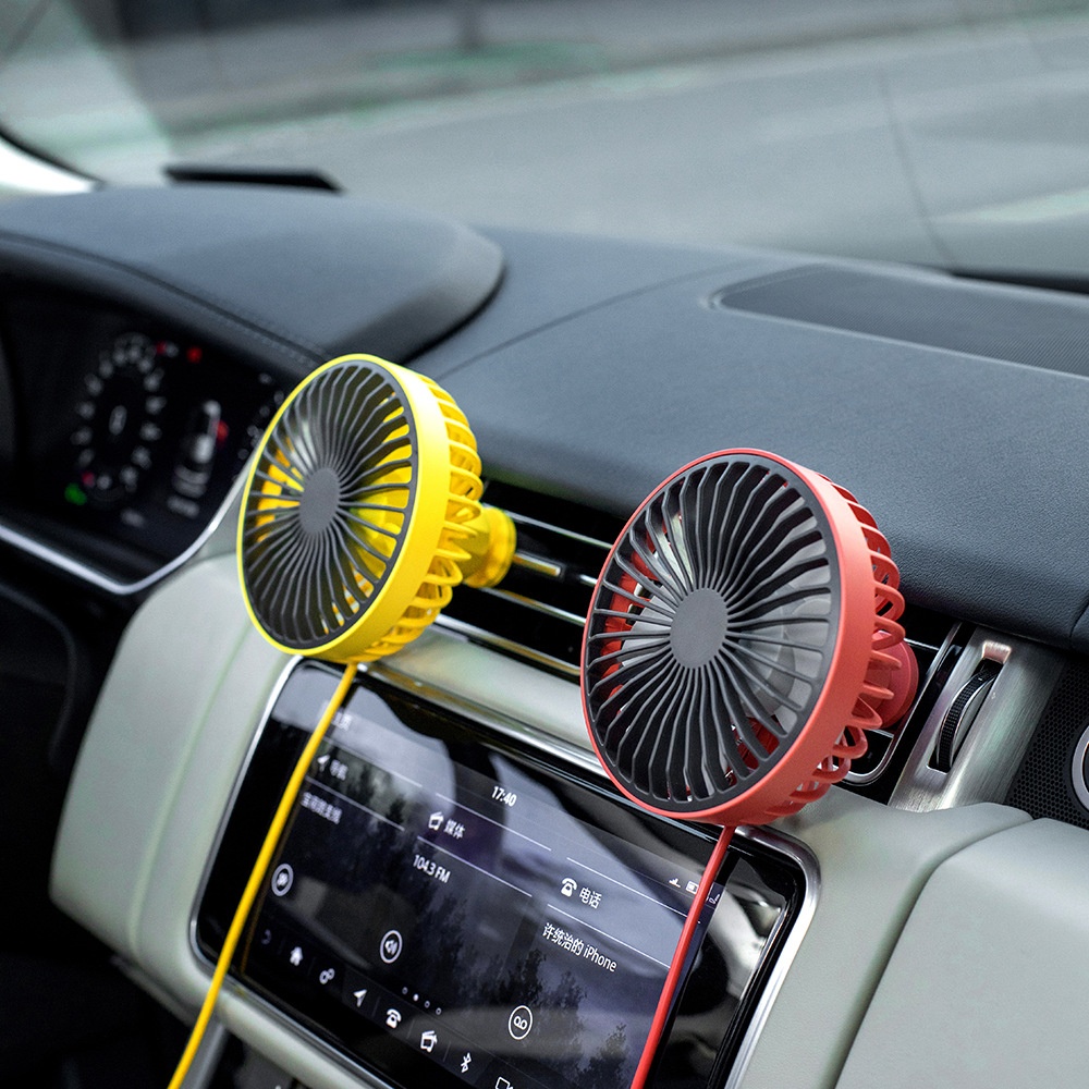 LED Car Air Outlet Fan USB Portable Mini black - Image 3