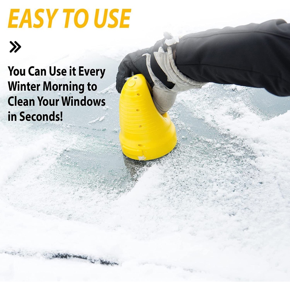 Usb Rechargeable Electric Snow Scraper Windshield Window Ice Removal Shovel Cleaning Tool Yellow - Image 3