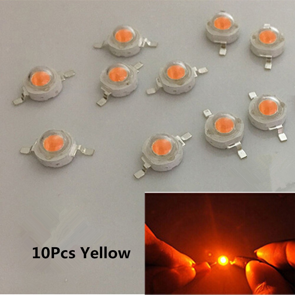 10Pcs/Set 3W LED High Power Super Bright Lamp Beads Night Light for Flashlight Stage Yard yellow - Image 2