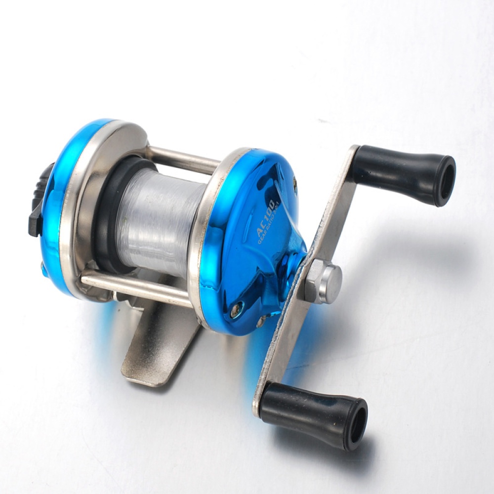 Mini Metal Bait Casting Spinning Reel Ice Fishing Fish Water Wheel Baitcast Roller fishing wheel- blue - Image 2