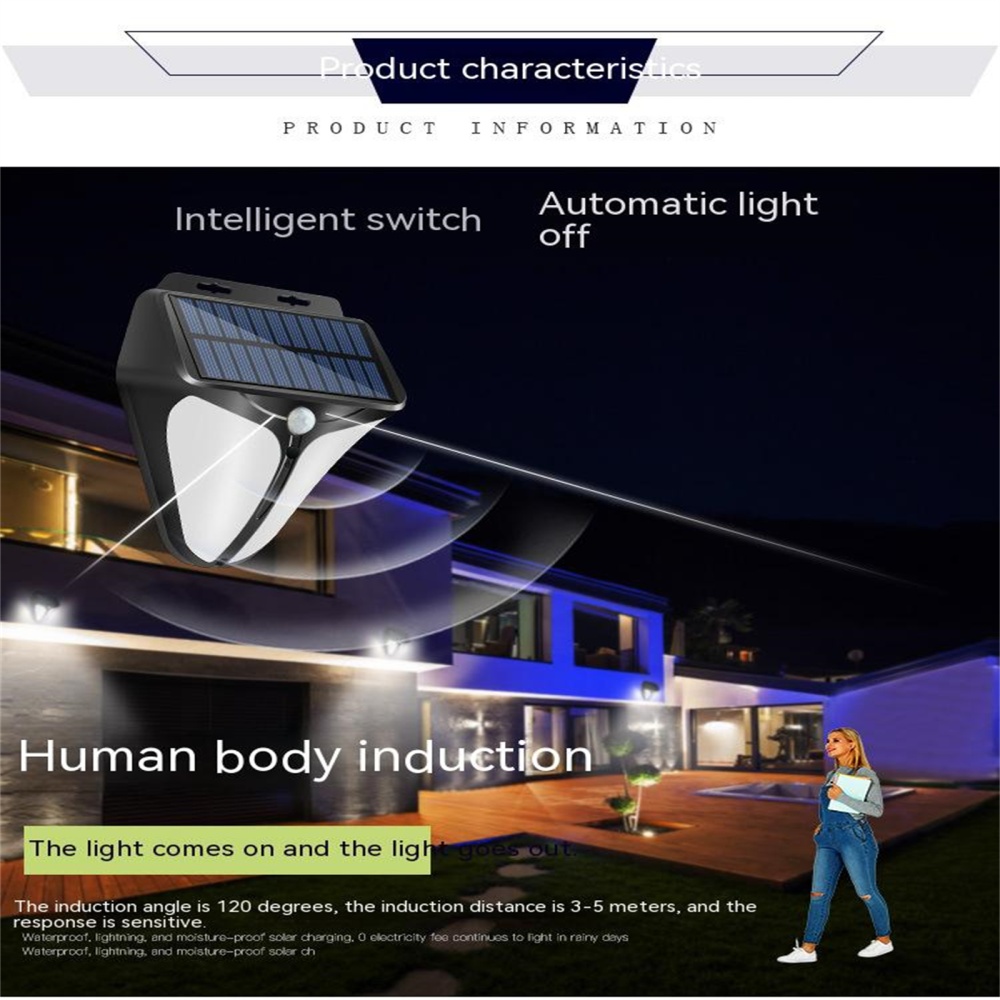 38led Solar Wall Light Pir Motion Sensor Outdoor Waterproof Security Emergency Lamp For Garden Villa Balcony Park black - Image 3