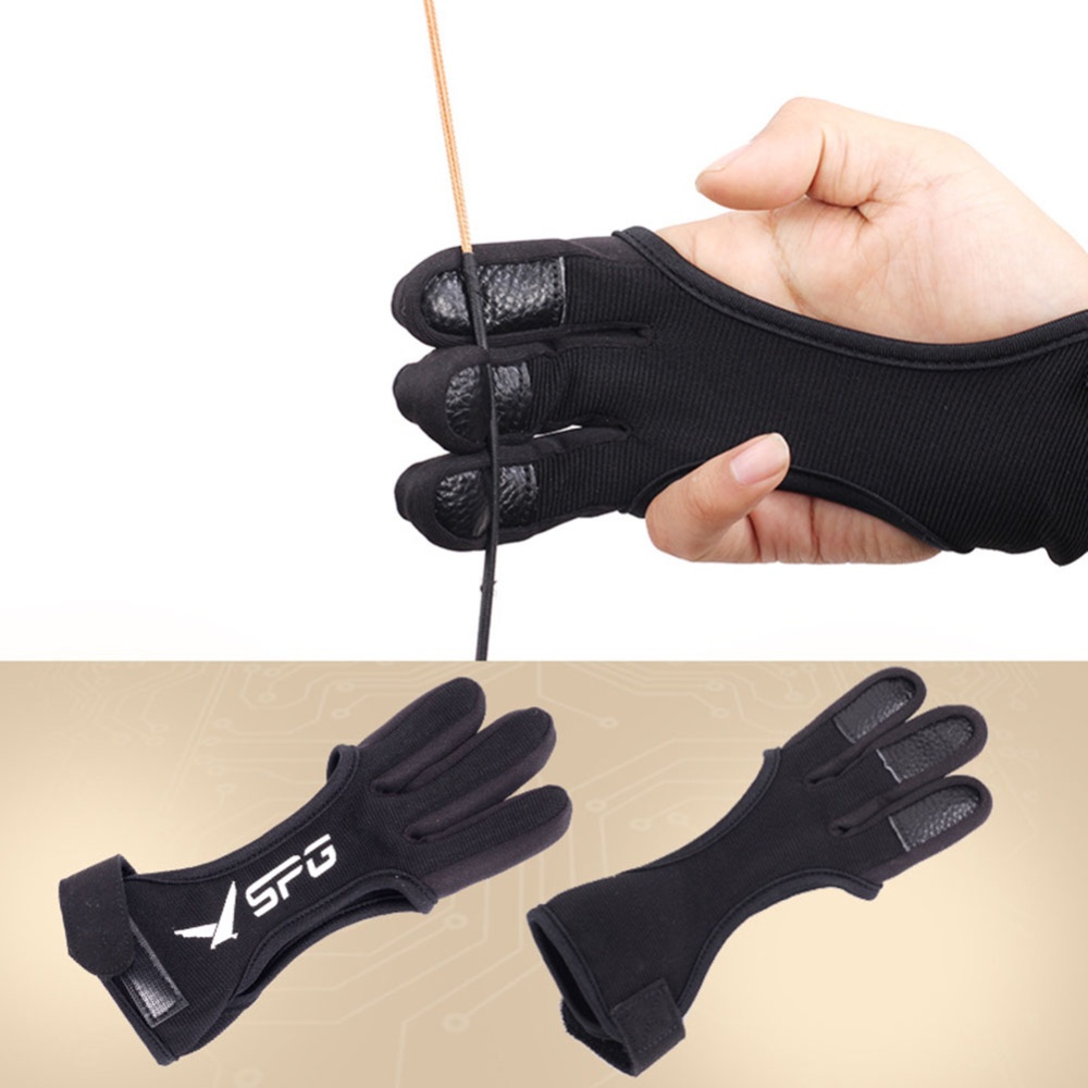 3 Finger Gloves Leather Guard Safety Archery Curved Bow Cowhide Protective for L - Image 3