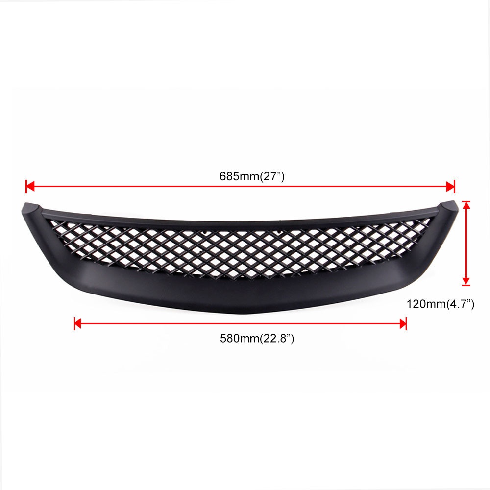 Professional for 01-03 Honda Civic Black ABS Intake Air Grille Cover Guard black - Image 3