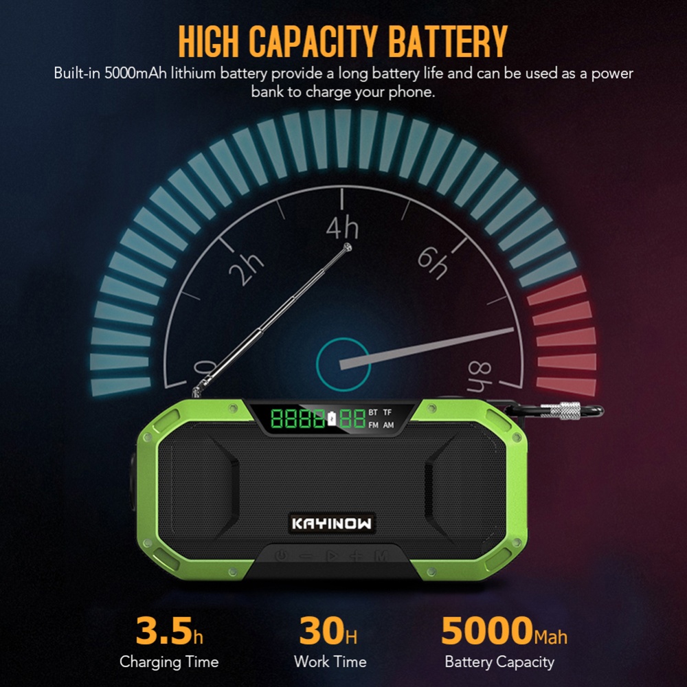 Solar Hand Crank Radio Outdoor 5000mah Portable Emergency Large Battery Capacity Multifunctional Orange - Image 2