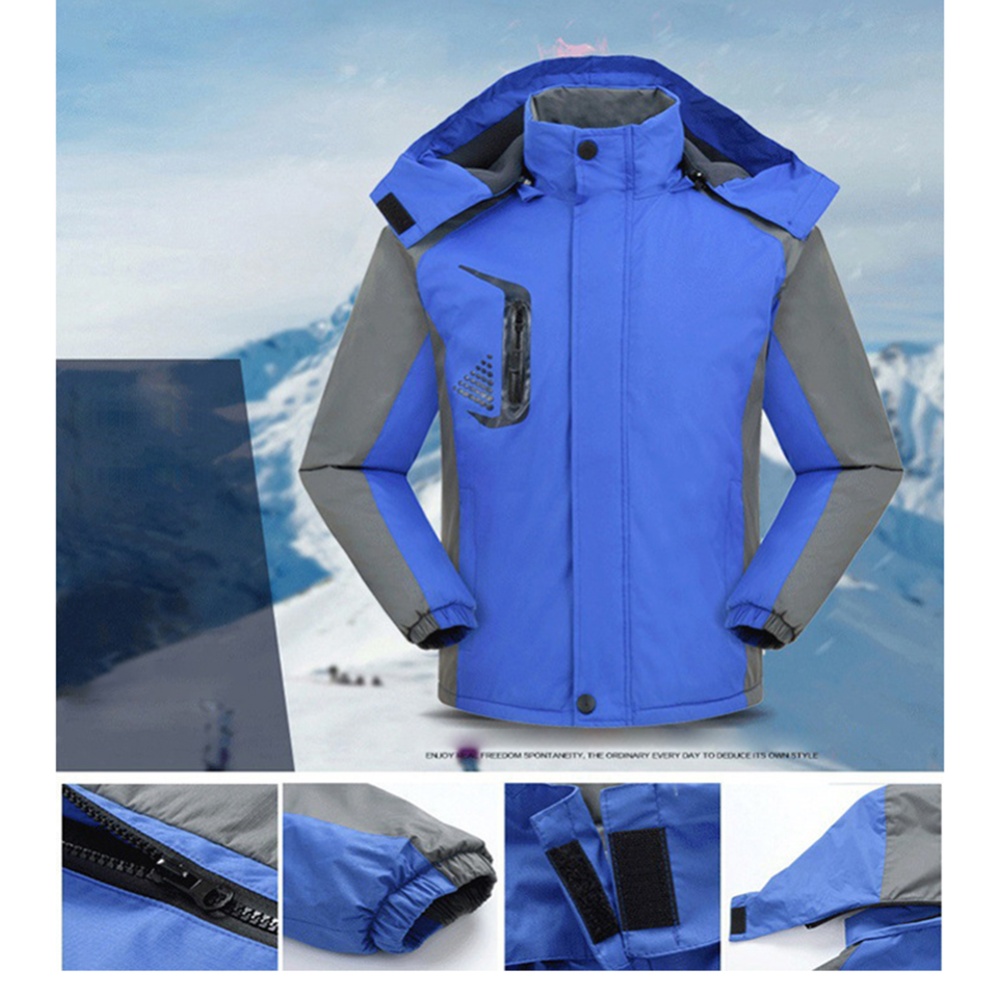 Men's and Women's Jackets Winter Velvet Thickening Windproof Rainproof Mountaineering Clothes Royal blue_M - Image 2