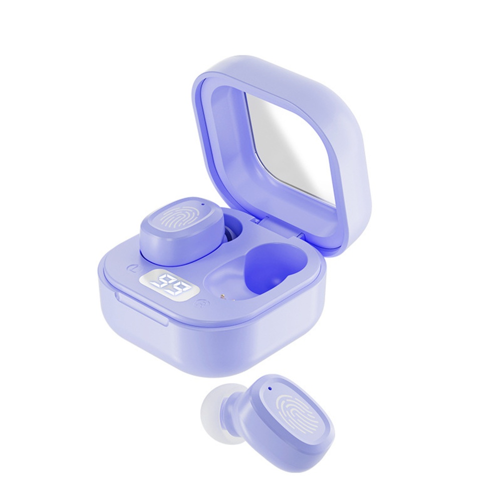 BY18 Tws Wireless Bluetooth Headphone Touch Control Noise Reduction Digital Display In-ear Sports Headset Violet purple