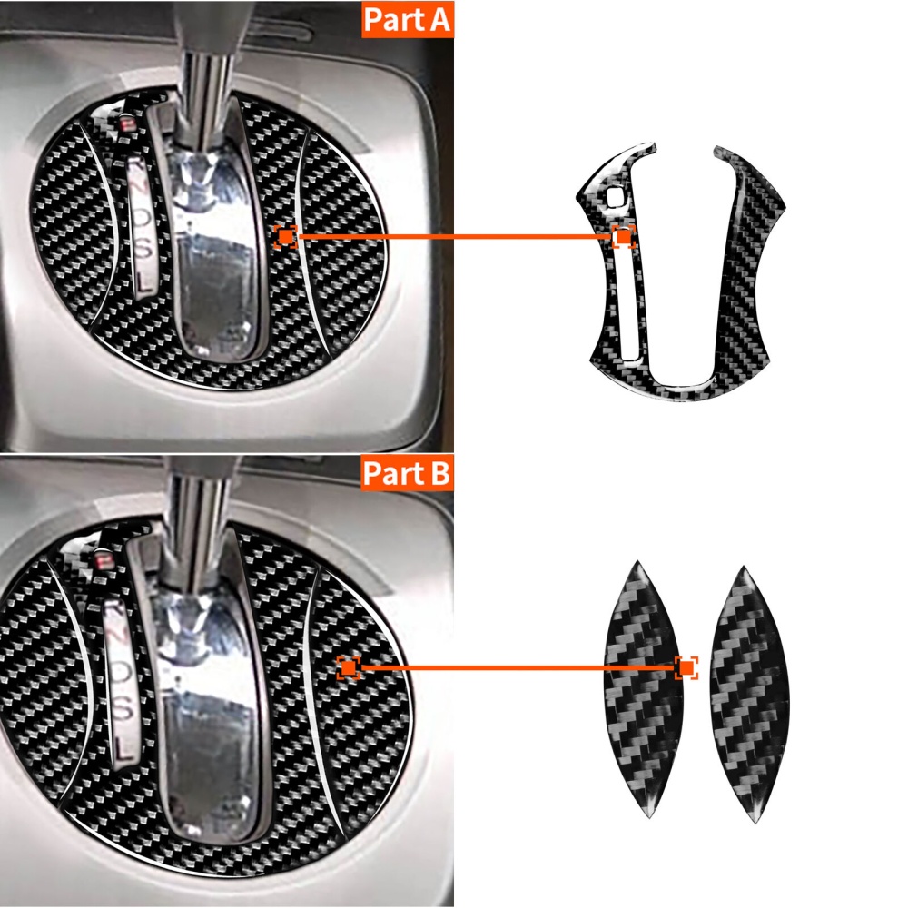 3pcs Carbon Fiber Automatic Gear Shift Panel Cover Trim For Civic 8th 2006-2011 black - Image 3