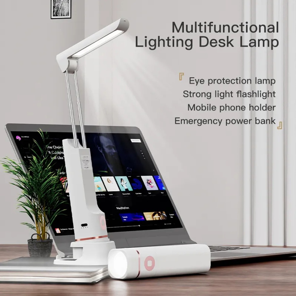 Led Desk Lamp 3 Levels Adjustable Brightness Eye Protection Usb Charging Reading Night Lights Black (2600mAh) - Image 3