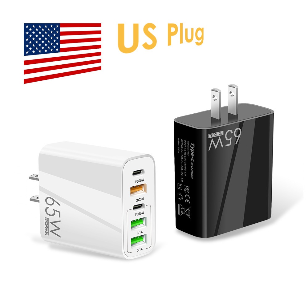 Usb C Wall Charger Block 65w Type Pd Qc3.0 Fast Charging Adapter For Iphone Ipad Android Tablet black US Plug - Image 2