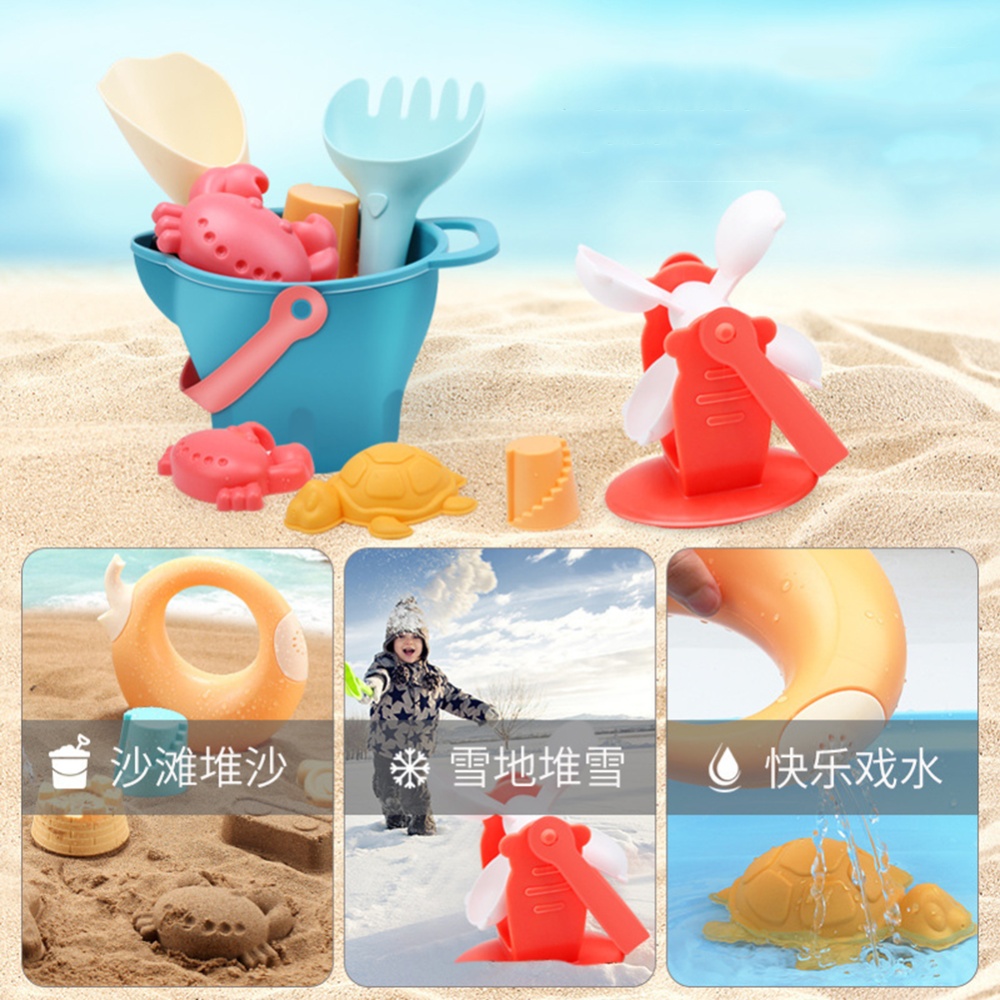 Baby Puzzle Play House Sand Tool Children Soft Rubber Beach Suit Outdoor Water Dredging Toy 14-piece soft beach - Image 3