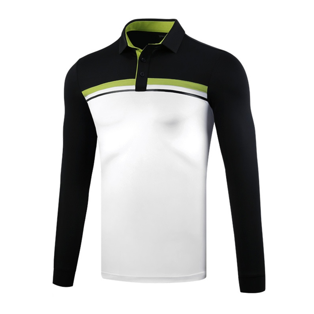 Golf Clothes Autumn Winter Men Long Sleeve T-shirt Sport Ball Uniform Black and White_XXL - Image 3