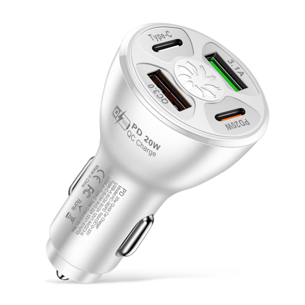 Usb Car Charger Fast Charging Adapter 20w Pd Qc3.0 Type 3.1a 2usb Multi-functional Multi-port White - Image 3