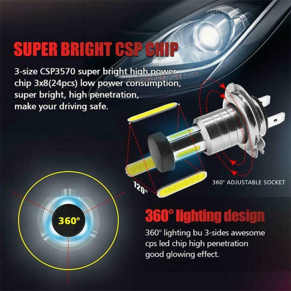 H7 Led Headlight 6000k White Light Lamp Universal Cob Mini Car Bulbs 110w/set 26000lm light - Image 2