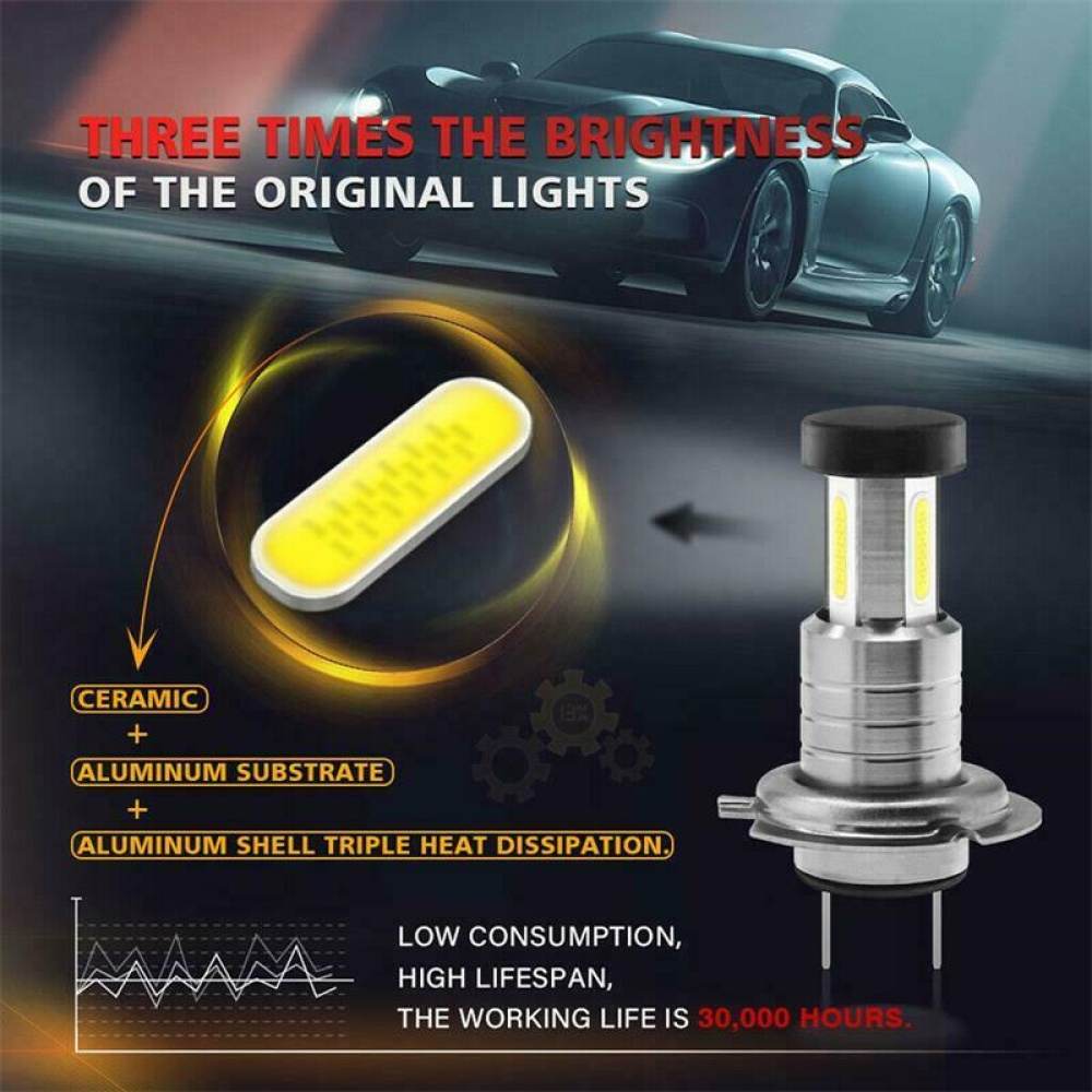 H7 Led Headlight 6000k White Light Lamp Universal Cob Mini Car Bulbs 110w/set 26000lm light - Image 3