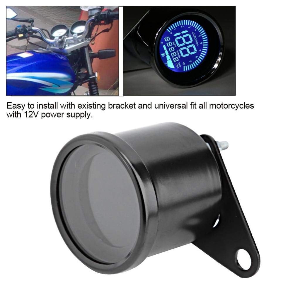 Universal Motorcycle Speedometer Retro LCD Digital Odometer Cafe Racer Tachometer indicator Scooter ATV Meter for Most Popular 12V Motorbike - Image 3