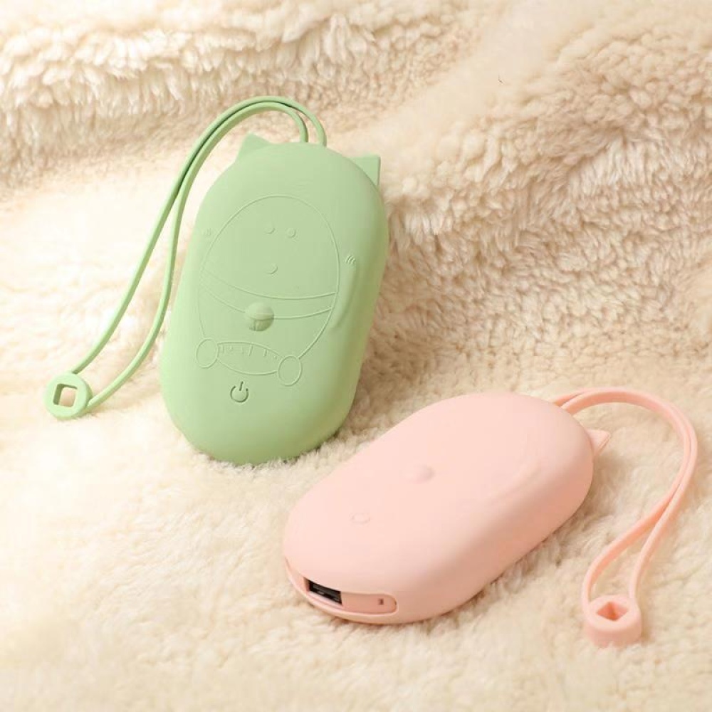 5000mAh USB Charging Electric Silicone Lovely Cat Shaped Hand Warmer Avocado green - Image 3