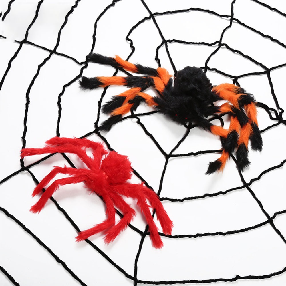 Props Large Simulation Spider & Web Plush Bar Decoration Spoof Toys 7 circles 3.5 meters white 95g - Image 3