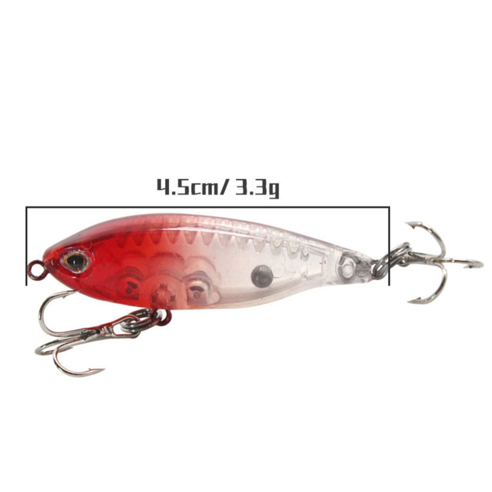 Fishing lure Mini Pencil 4.5cm/3.3g ABS Tiny Lure Floating Sinking Action Small fishing bait 2#Red head transparent - Image 3