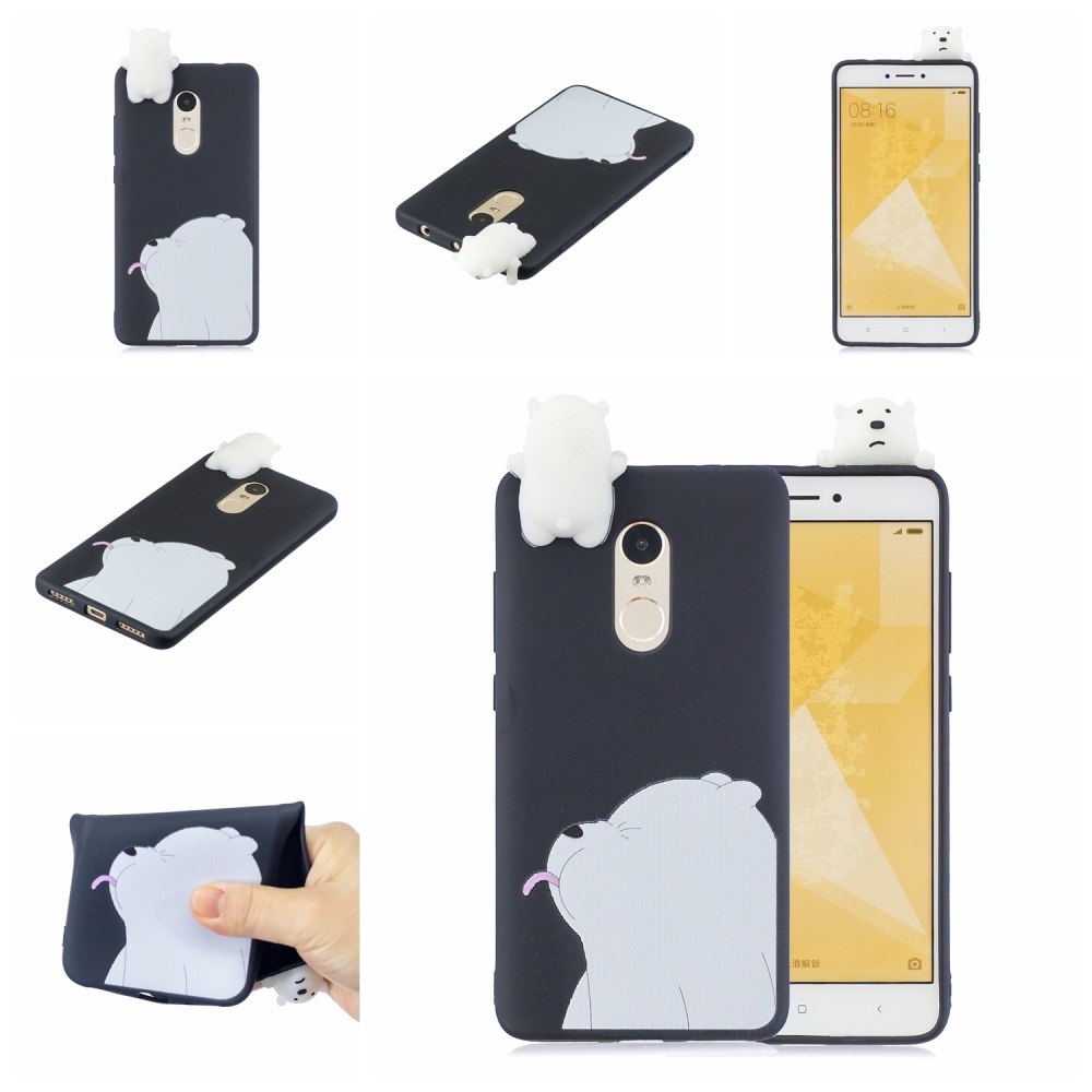 For XIAOMI Redmi NOTE 4X/NOTE 4 3D Cute Coloured Painted Animal TPU Anti-scratch Non-slip Protective Cover Back Case black - Image 3