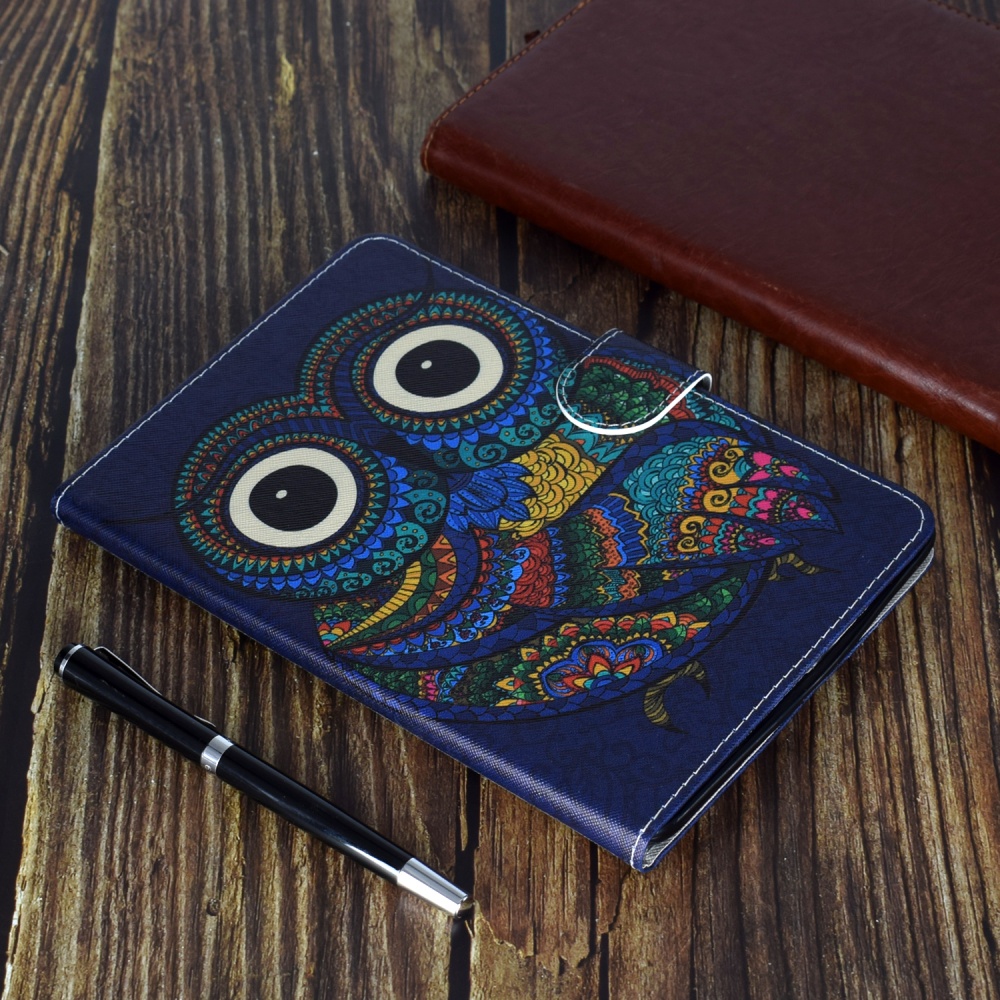 For iPad 5/6/7/8/9-iPad Pro9.7-iPad 9.7 Laptop Protective Case Color Painted Smart Stay PU Cover owl - Image 3