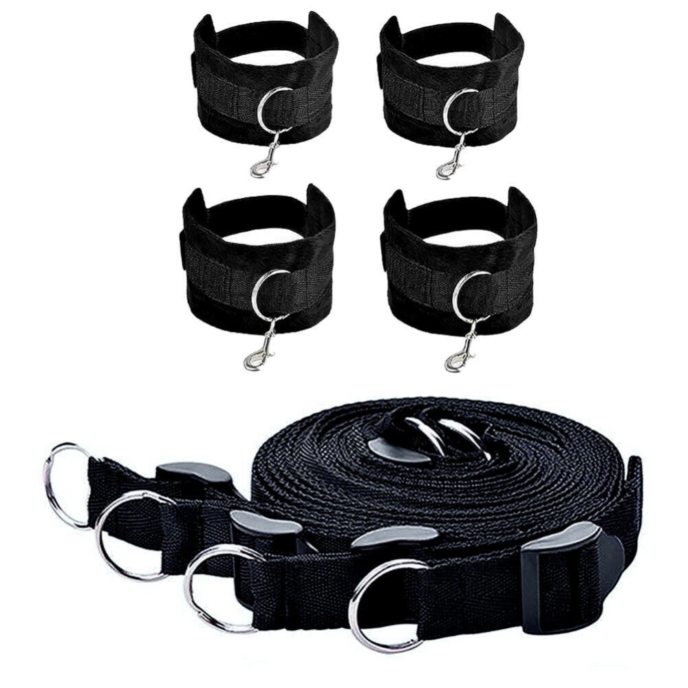 Under Bed Restraint Bondage with Handcuffs Anklet Arm Leg Cuffs BDSM Toy Straps - Image 2