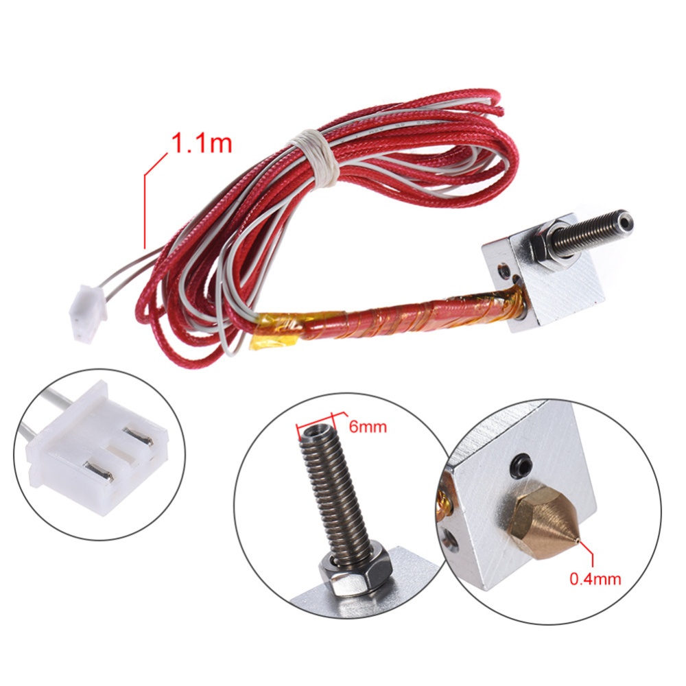 DIY Hot End Kit Nozzle M6 Extruder Throat Heater Thermistor Aluminum Block for Anet A2 A8 A9 3D Printer - Image 2