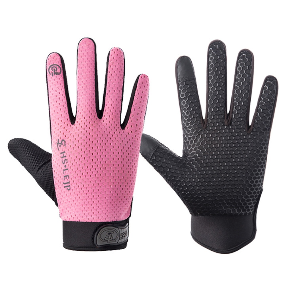 Outdoor gloves Sports Anti Slip Breathable Road Gloves Cycling Full Finger Bicycle Motorcycle Riding powder_M - Image 3