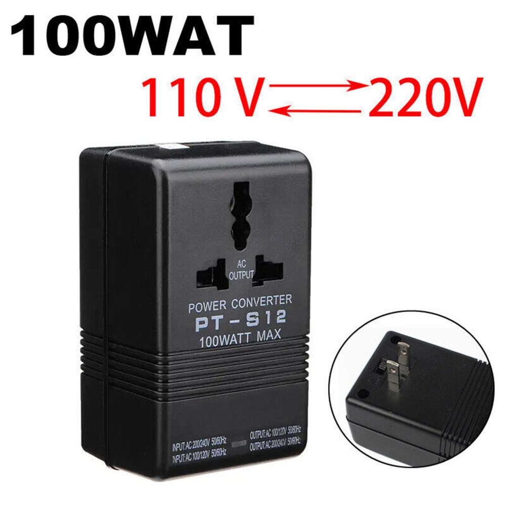 100w Dual Voltage Transformer Portable Lightweight 110/120v To 220/240v Step-up Down Power Converter black - Image 3