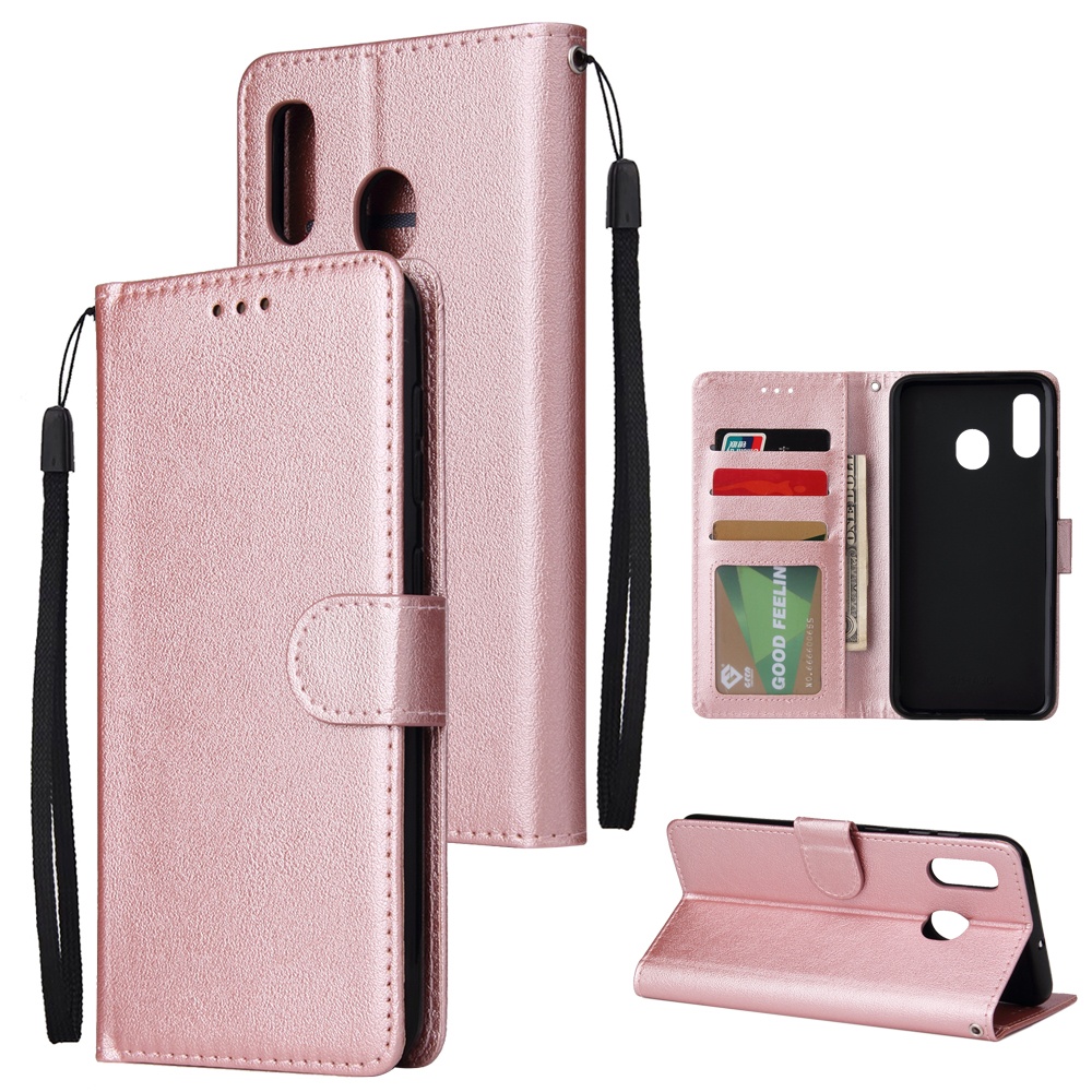 For Samsung A30/A20 Flip-type Leather Protective Phone Case with 3 Card Position Buckle Design Cover Rose gold - Image 3