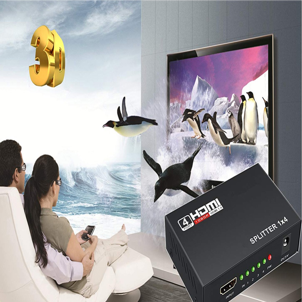 HDMI Splitter 1 In 4 Out Full Ultra HD 1080P 4K*2K British regulations - Image 3