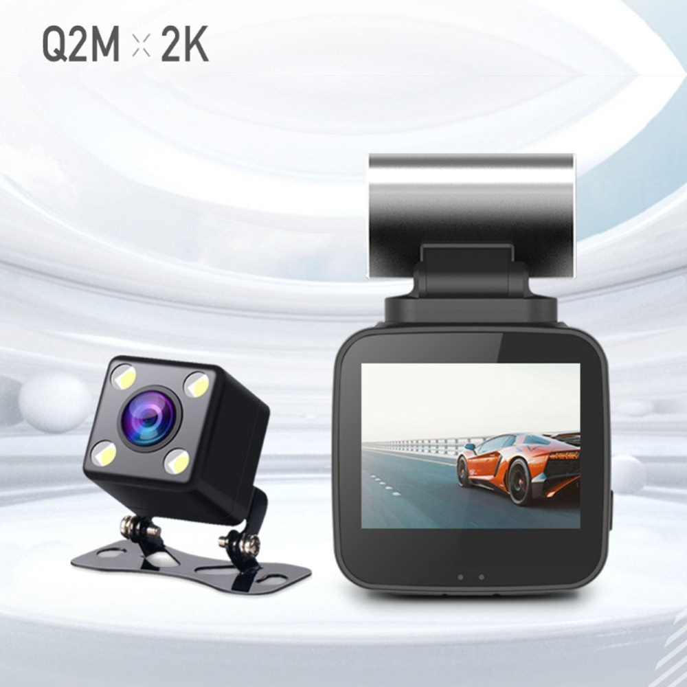 Q2m 2k HD Dash Camera 135-degree Wide-angle Lens Night Vision Driving Recorder Silver Black - Image 3