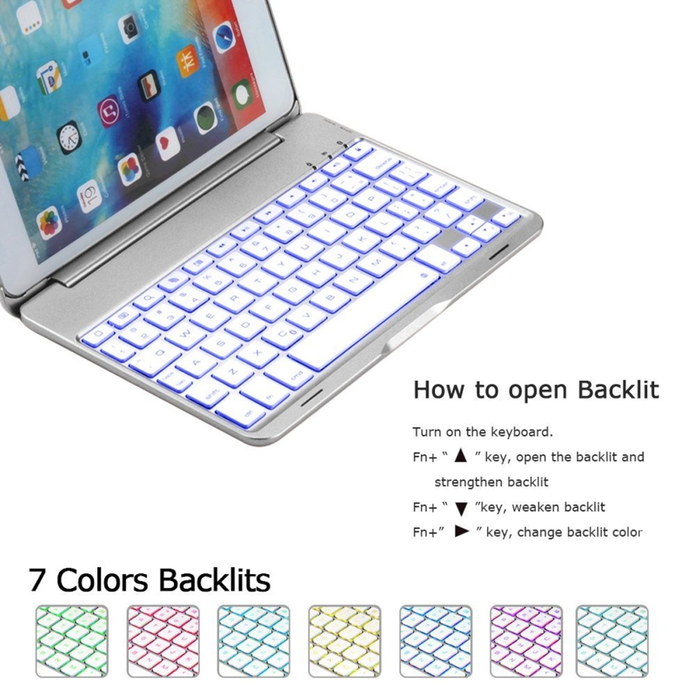 10.5inch Wireless Bluetooth Keyboard for iPad Pro 10.5/ Air3 Colorful Backlit Black - Image 2