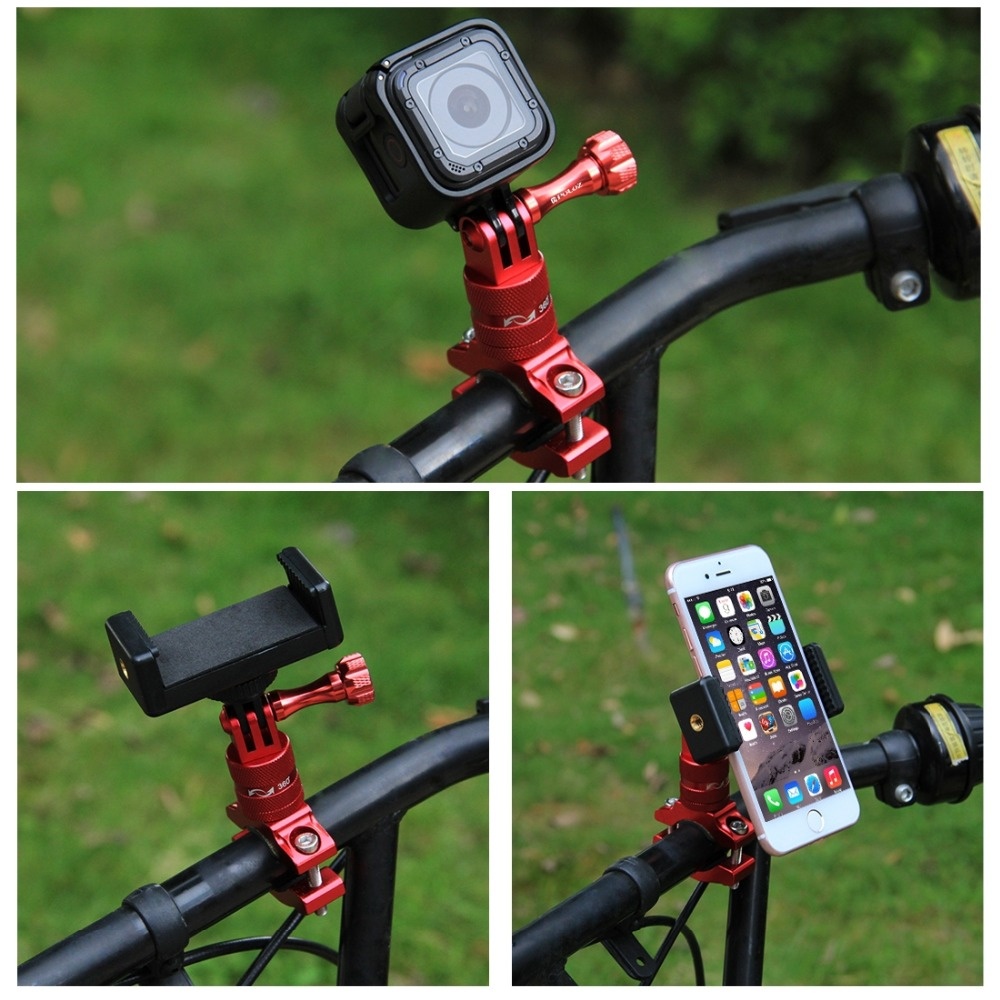 PULUZ 360 Degree Rotation Bike Aluminum Handlebar Adapter Mount for GoPro Hero4/5/6 red - Image 3