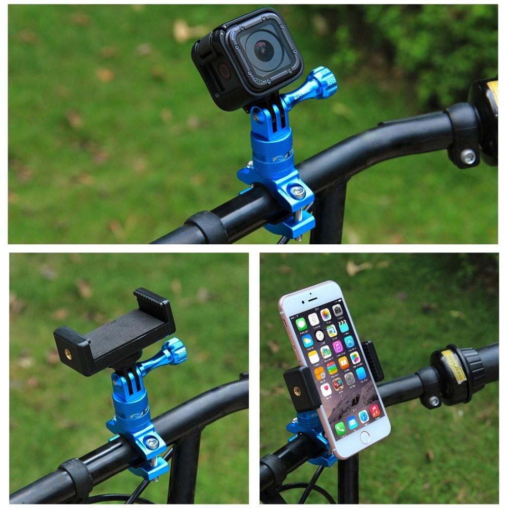 PULUZ 360 Degree Rotation Bike Aluminum Handlebar Adapter Mount for GoPro Hero4/5/6 blue - Image 3