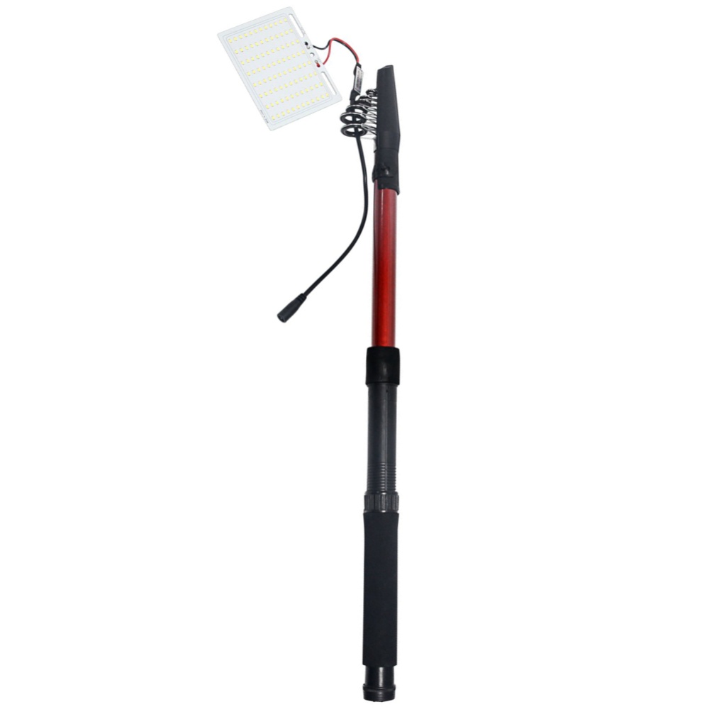 Outdoor 12V Lamp Telescopic Fishing Rod with IR Remote for Camping, Fishing, Travelling, Party Red + black - Image 2