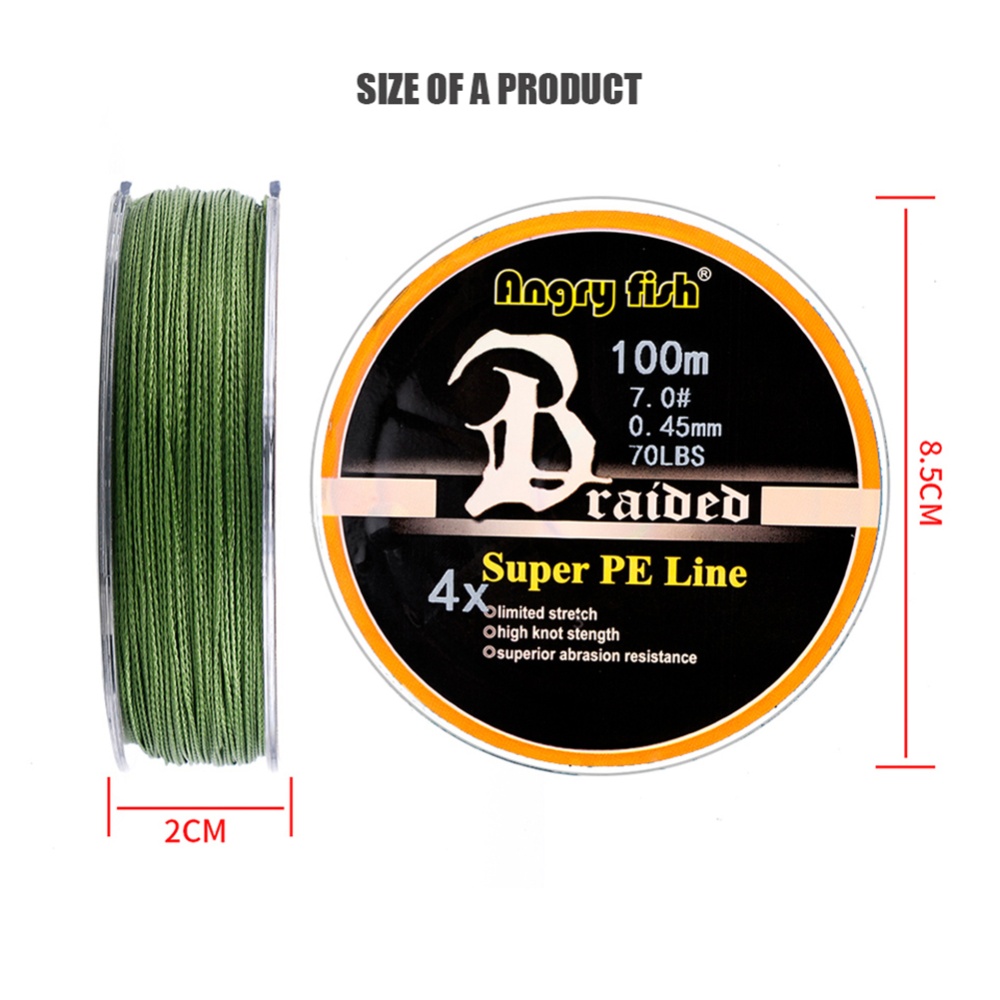 ANGRYFISH Diominate PE Line 4 Strands Braided 100m/109yds Super Strong Fishing 10LB-80LB Yellow 2.5#: 0.26mm/30LB - Image 3