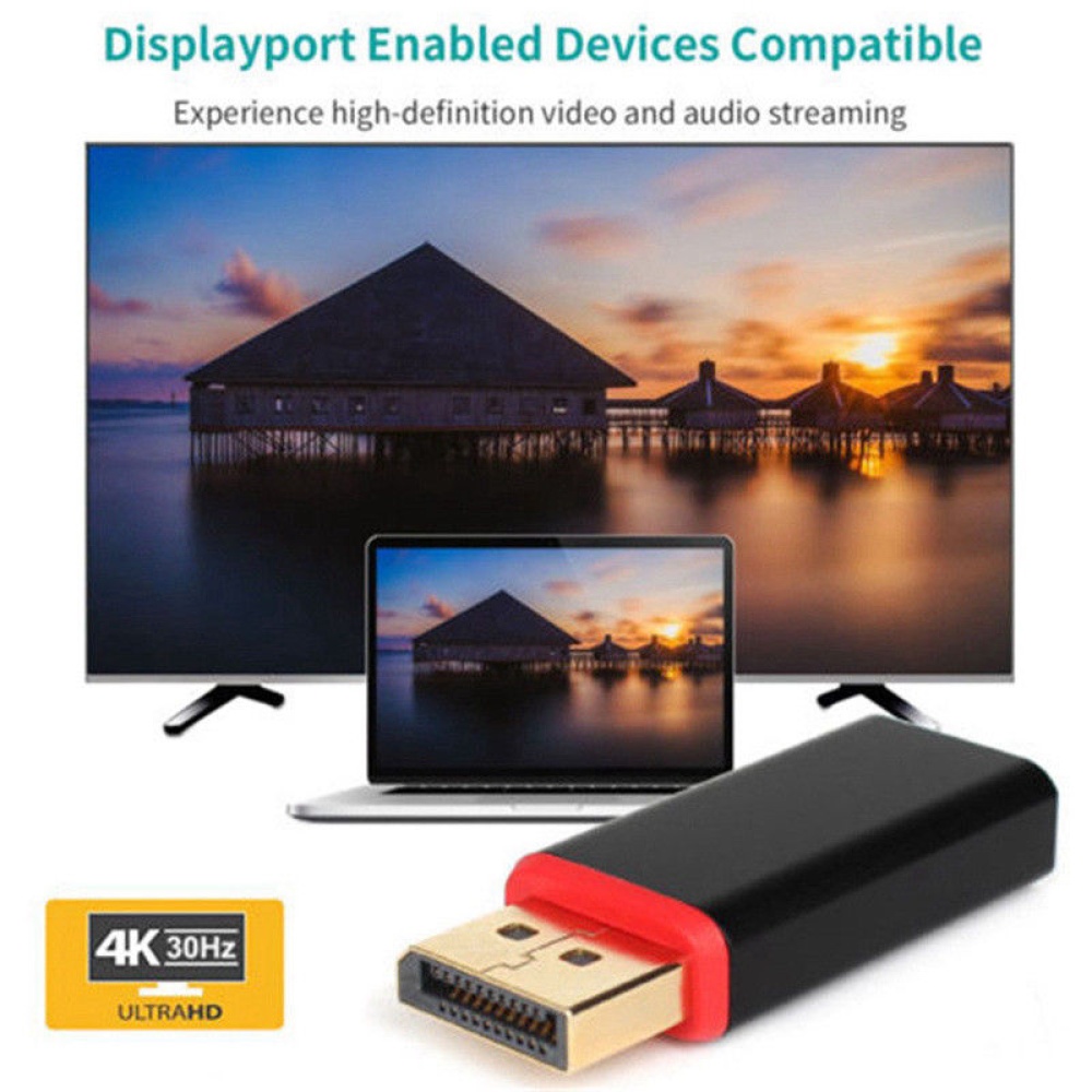 Displayport to HDTV Adapter 4k*2K Display Port HDMI Male Female Converter black - Image 2