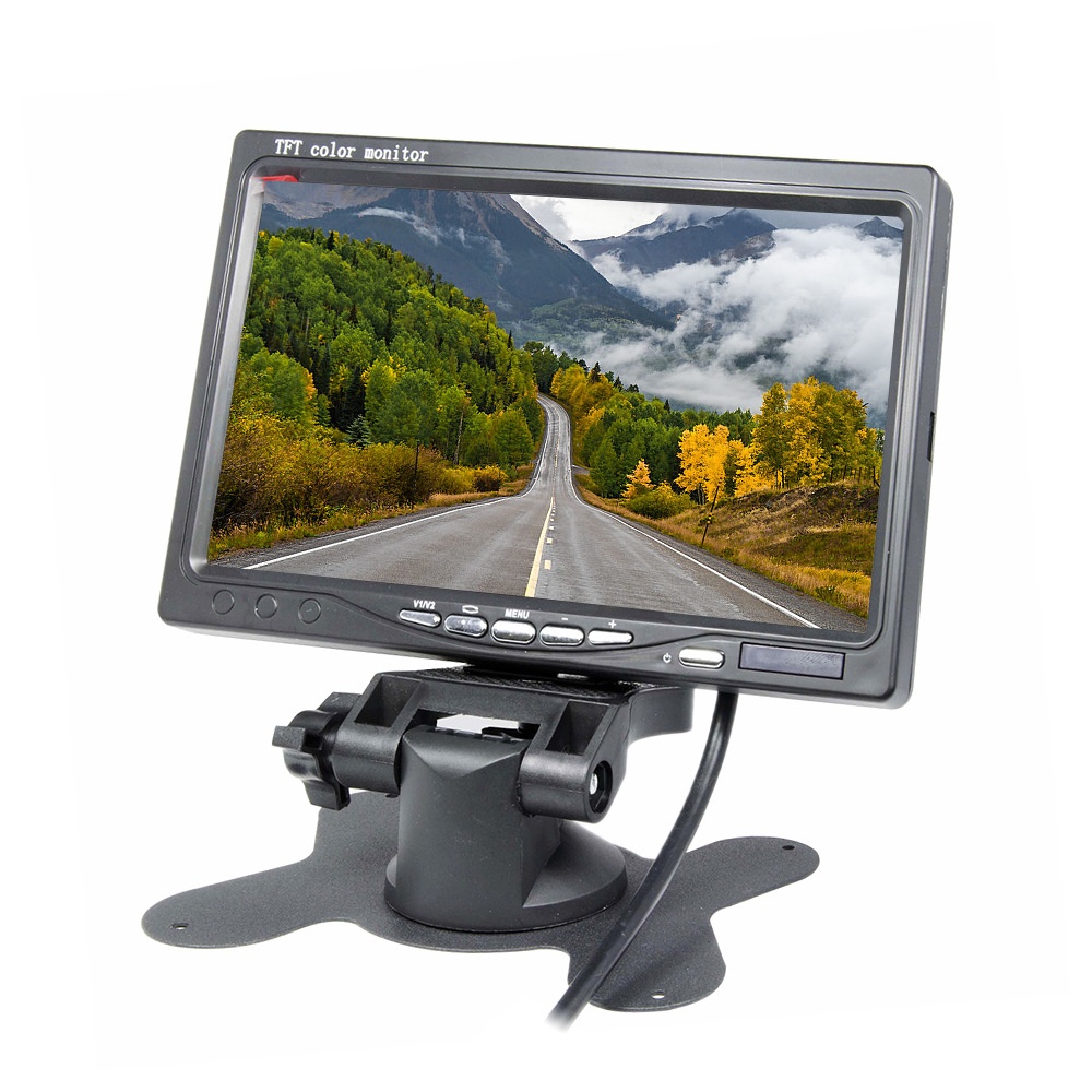 7 Inch Car Monitor Tft Lcd Screen 2 Way Video Input Pal/ntsc 12v Display for Rearview Home Security Camera Black - Image 2