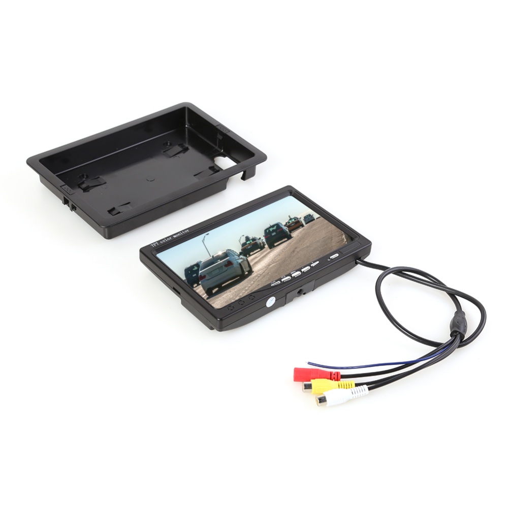 7 Inch Car Monitor Tft Lcd Screen 2 Way Video Input Pal/ntsc 12v Display for Rearview Home Security Camera Black - Image 3