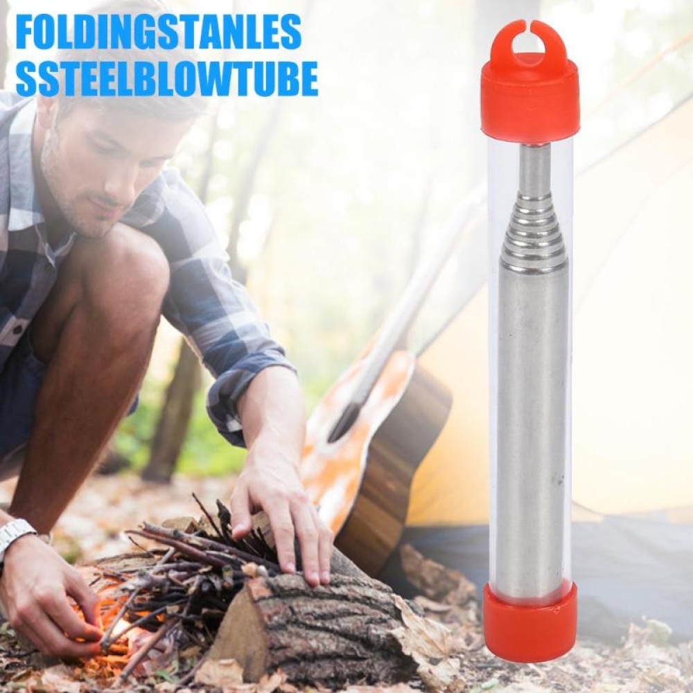 Portable Colorful Stainless Steel Retractable Blowpipe Blowtube Pocket Bellow red_9.3cm - Image 3