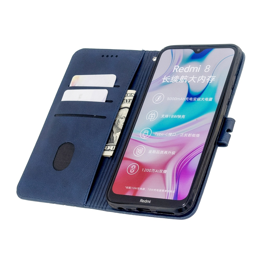 For Redmi Note 8T/Redmi 8/Redmi 8A Case Soft Leather Cover with Denim Texture Precise Cutouts Wallet Design Buckle Closure Smartphone Shell - Image 3