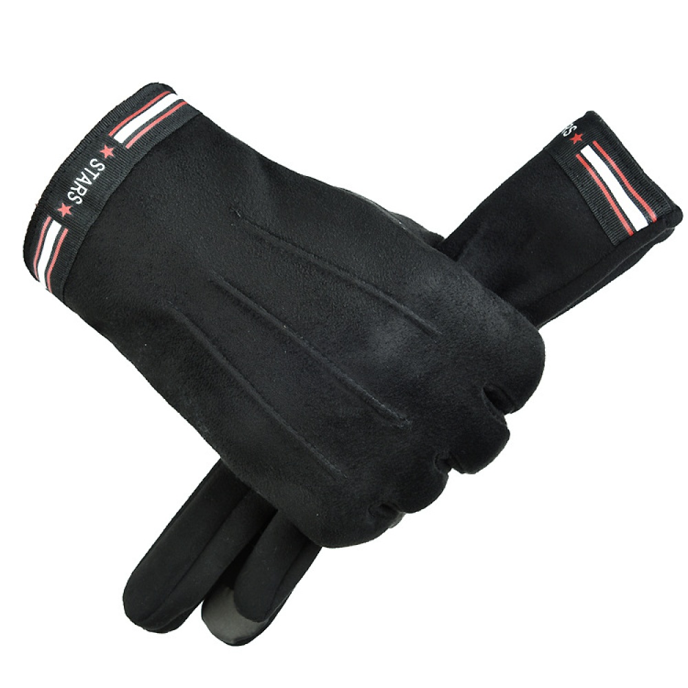 Outdoor Sports Gloves suede fabric Touch Screen windproof Driving Motorcycle Non-slip Ski Warm Fleece blue_One size - Image 2