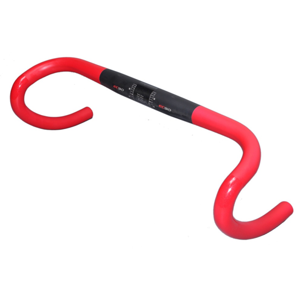 Carbon Fiber Highway Bicycle Curved Handle Color Lable Outside Line red_400MM - Image 3